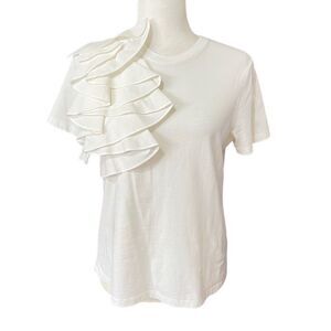 Ted Baker Relaxed Short Sleeve Sz Small White Jessea Ruffled Tee Women’s Sz 4-6